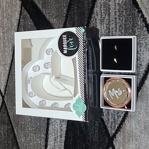 MRS GOLD PLATED EARRINGS MRS ROSE-GOLD GEM COMPACT MIRROR MARQUEE HEART …